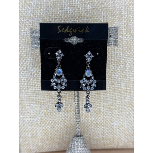 Sedgwick Silver-Tone Dangle Earrings With Rhinestones - Picture 2 of 8